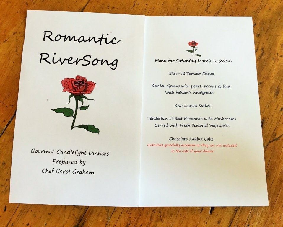 dinner menu by Carol Graham