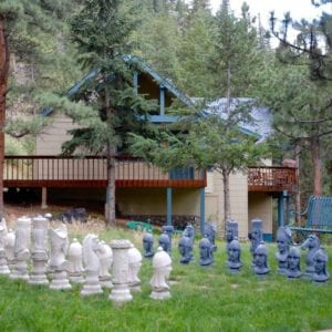 outdoor chess set ready to play