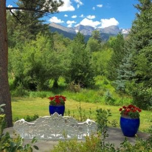 views of the gardens and meadows from patio