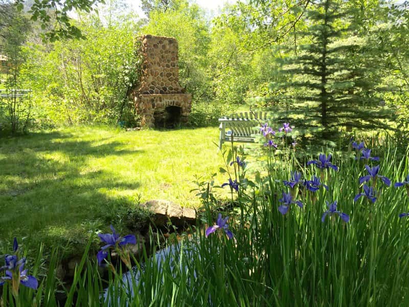 outdoor fireplace in summer