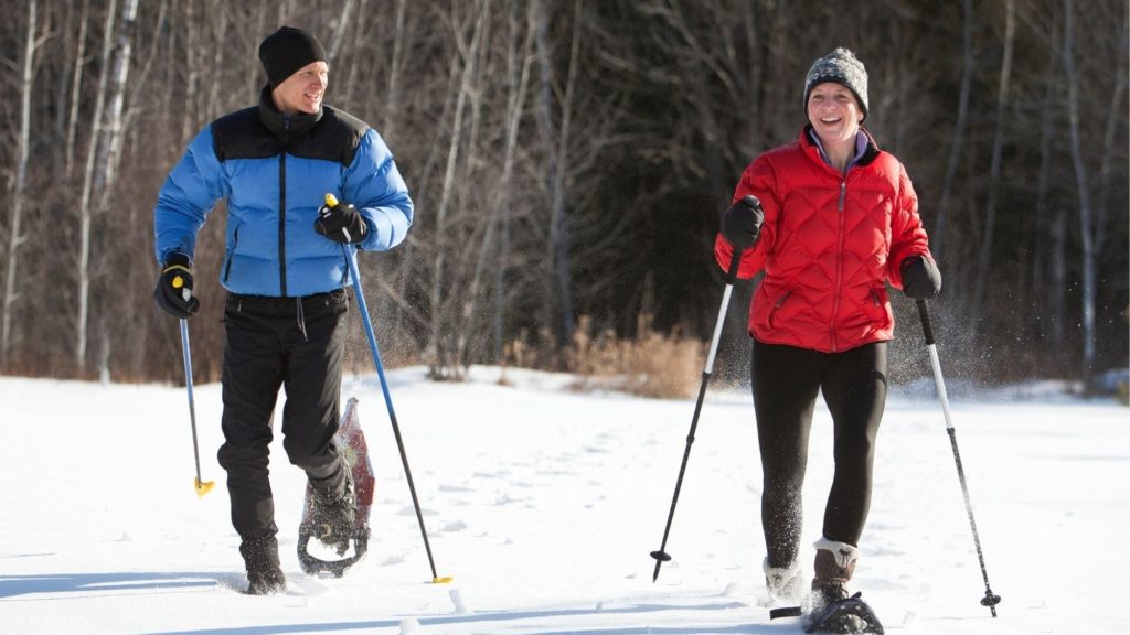 couples snowshoeing during Winter Mountain Retreats