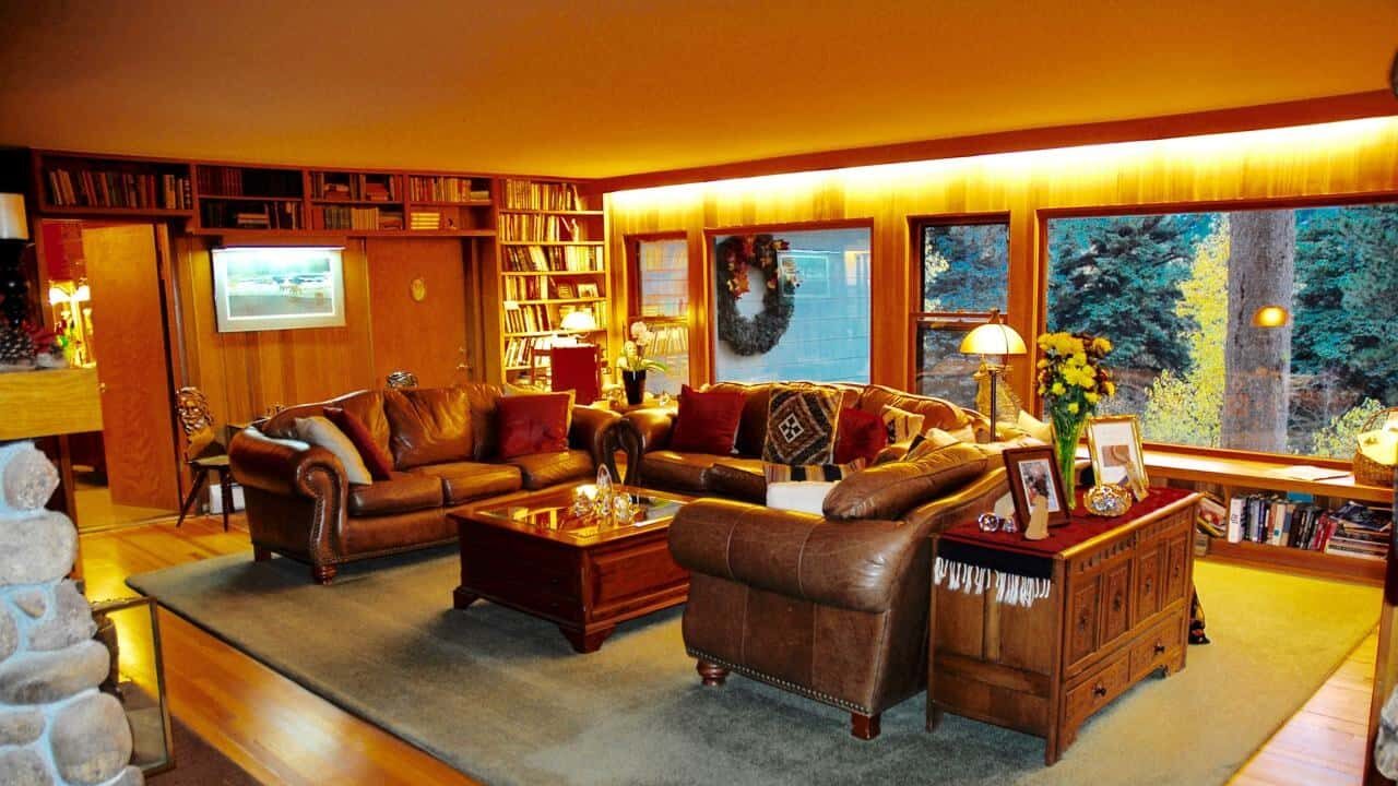 Romantic RiverSong living room and library, Winter Mountain Retreats